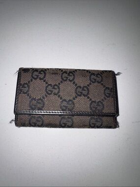 Gucci Brown/Black GG Canvas Fold Key Wallet